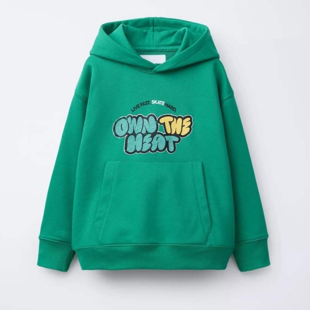 Zara kids boys OWN THE HEAT graohic hoodie sweatshirt sweater size 7 8 years